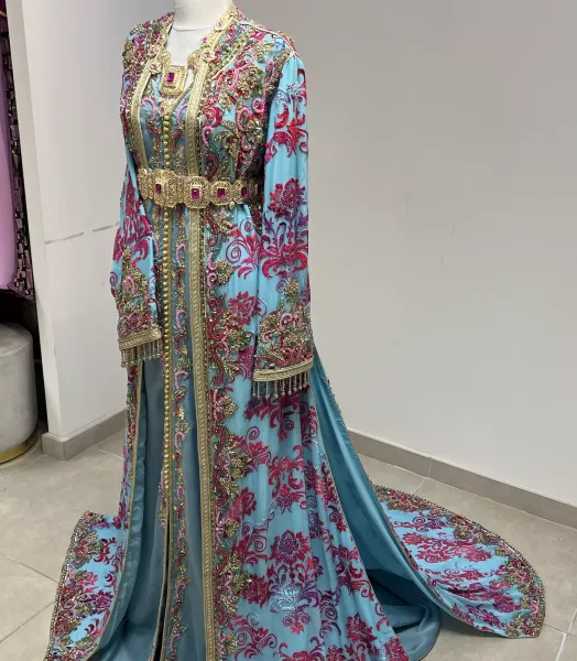 Caftan mariée rose & bleu